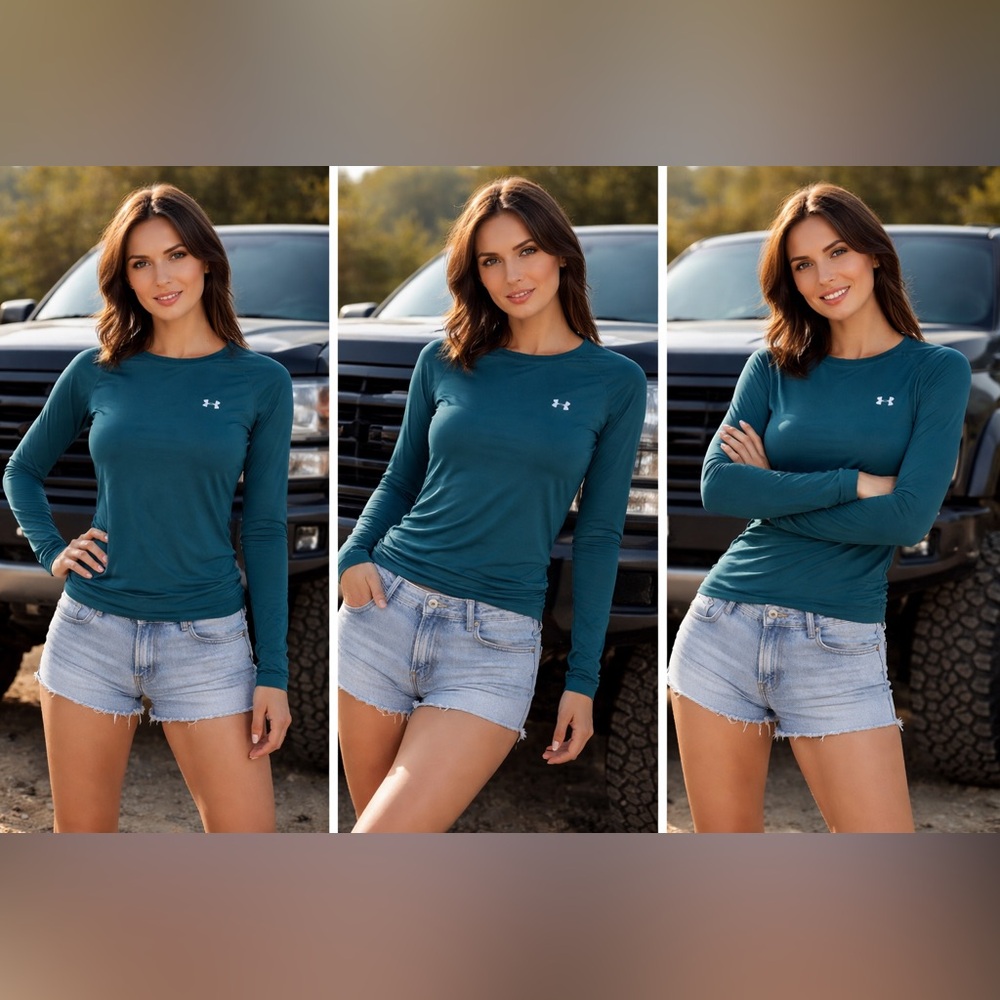 Under Armour Dark Teal Long Sleeve Top - Picture 2 of 6